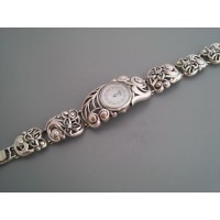 Срібний годинник жіночий на ажурному бреслеті бр-7110042