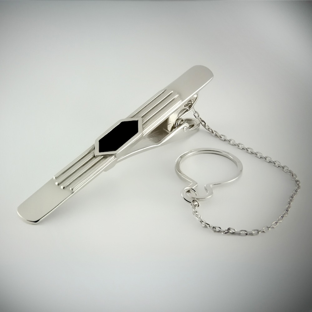 Серебряный зажим для галстука ЮМ-8173