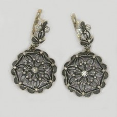 Срібні сережки ажурні з чорнінням бр-1111027