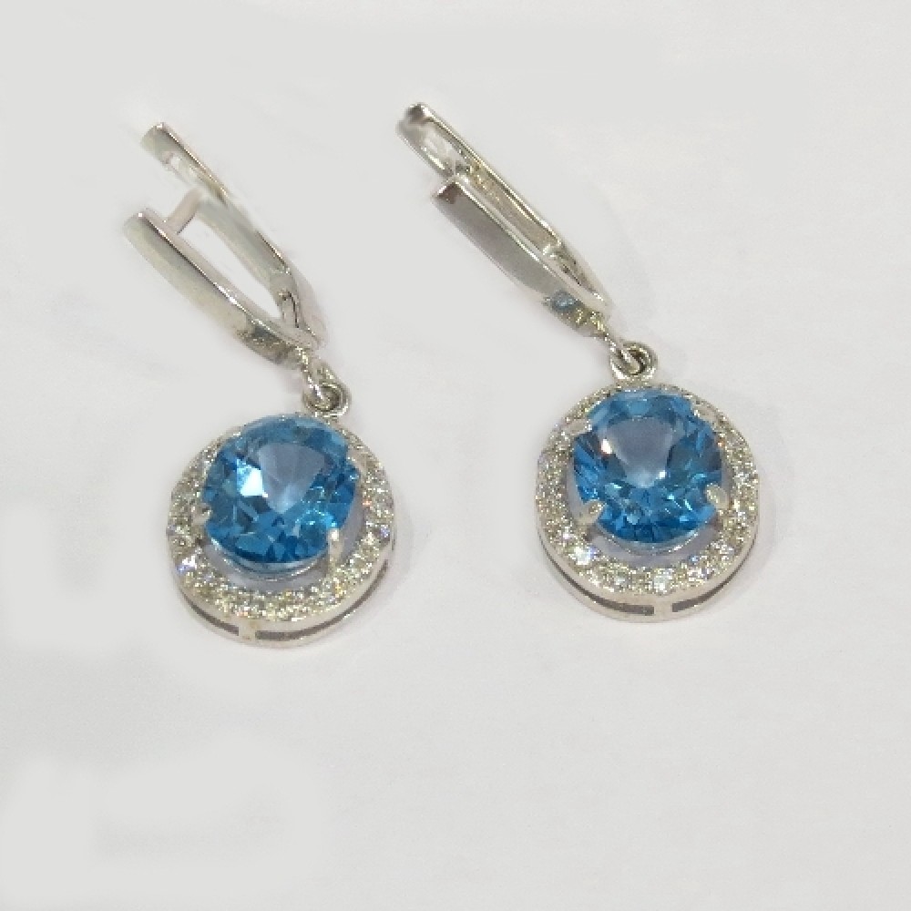 Срібні сережки с топазом Франція бр-1180256