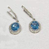 Серебряные серьги с топазом "Франция" бр-1180256