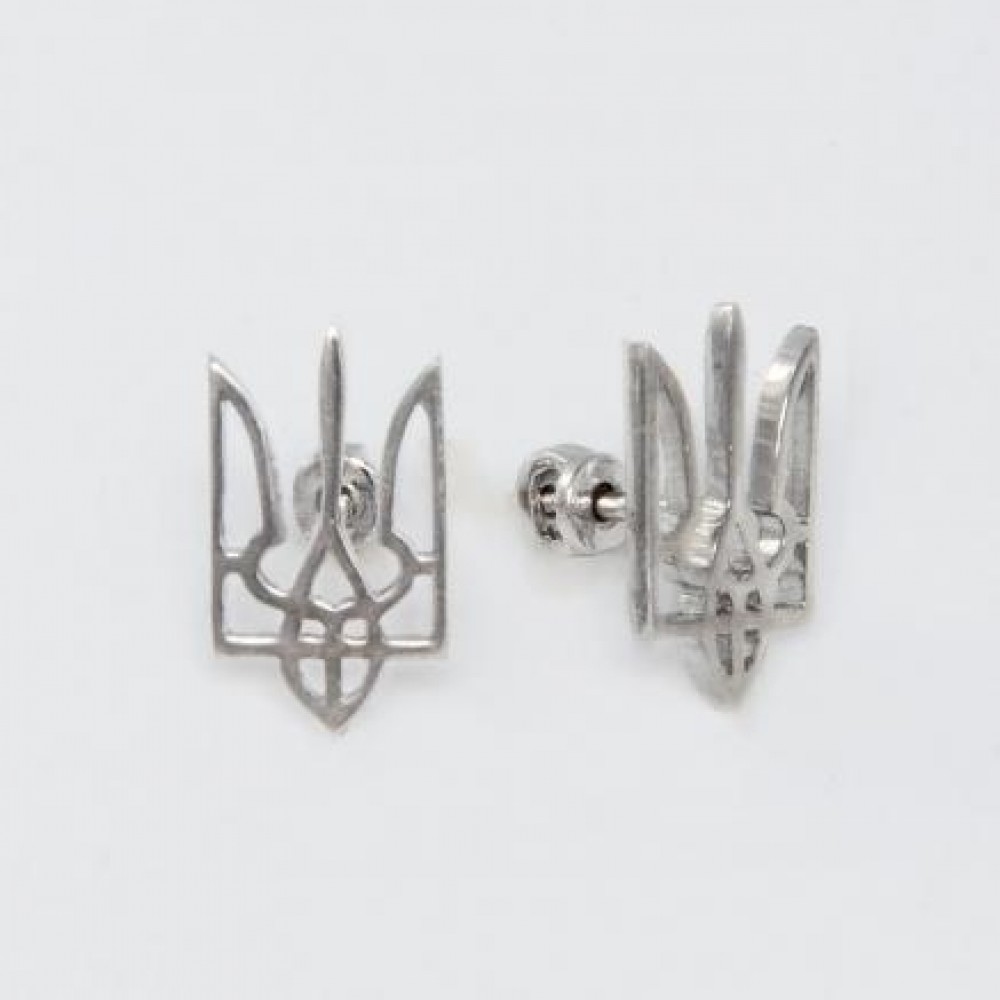 Срібні сережки Герб Украіни ЮМ-2478