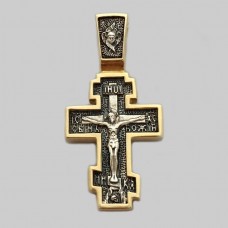 Серебряный крест с частичной позолотой Покрова ЛЗ-34026