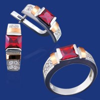 Серебряный гарнитур с золотом бц-050