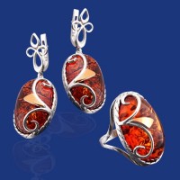 Серебряный гарнитур с золотом бц-068