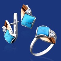 Срібний гарнітур з золотом бц-140