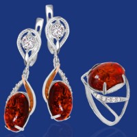 Серебряный гарнитур с золотом бц-156