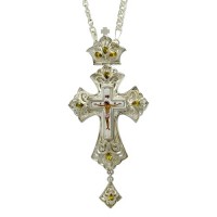 Крест латунный с принтом и цепью 2.10.0138Л-21Л