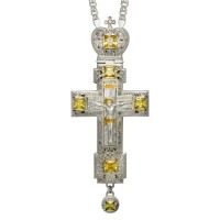 Крест латунный с принтом и цепью 2.10.0157Л-21Л