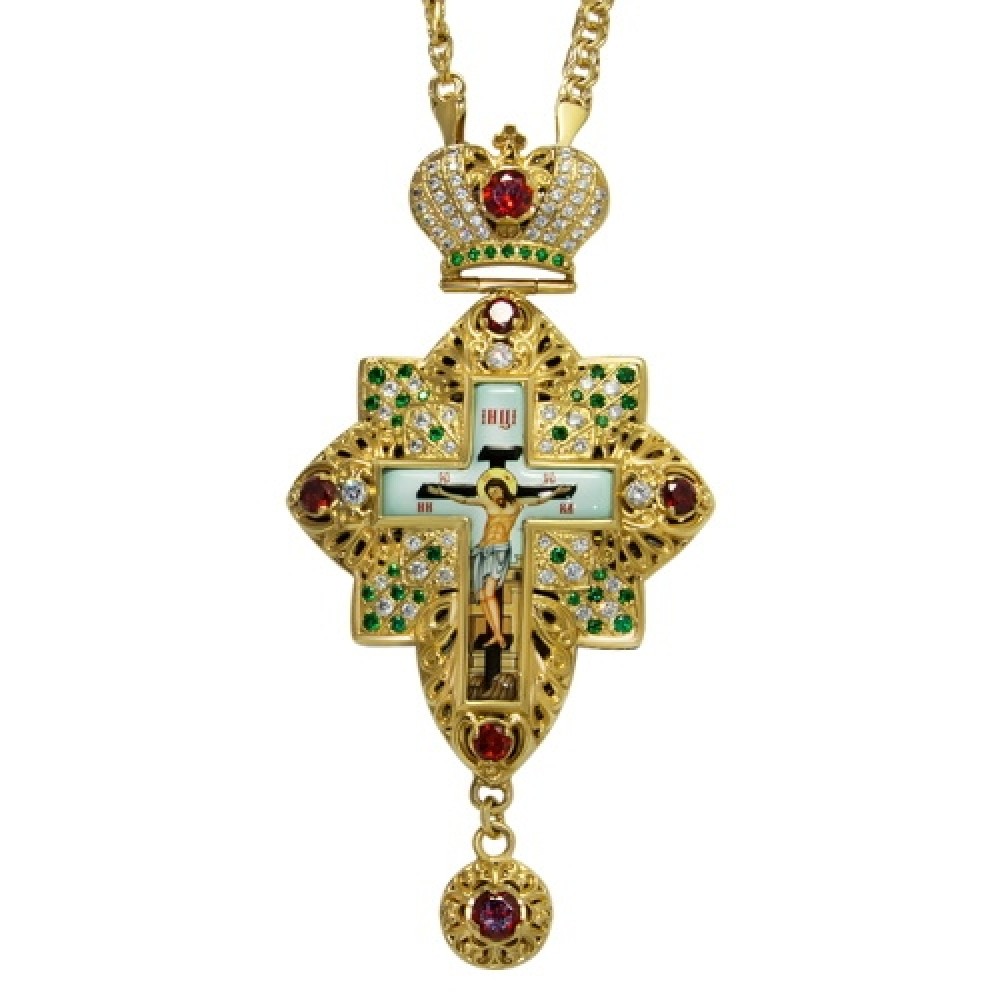 Крест наперсный латунный с украшениями 2.10.0160ЛП-21ЛП