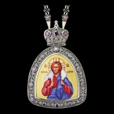 Панагия серебряная с финифтьевым образом и цепью аг-2.7.0506-152