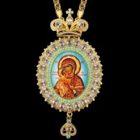 Панагия латунная в позолоте со вставками и латунным принтом аг-2.7.0591ЛП-2