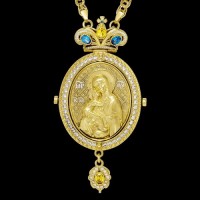 Панагия латунная в позолоте с литьевыми образами аг-2.7.0657ЛП