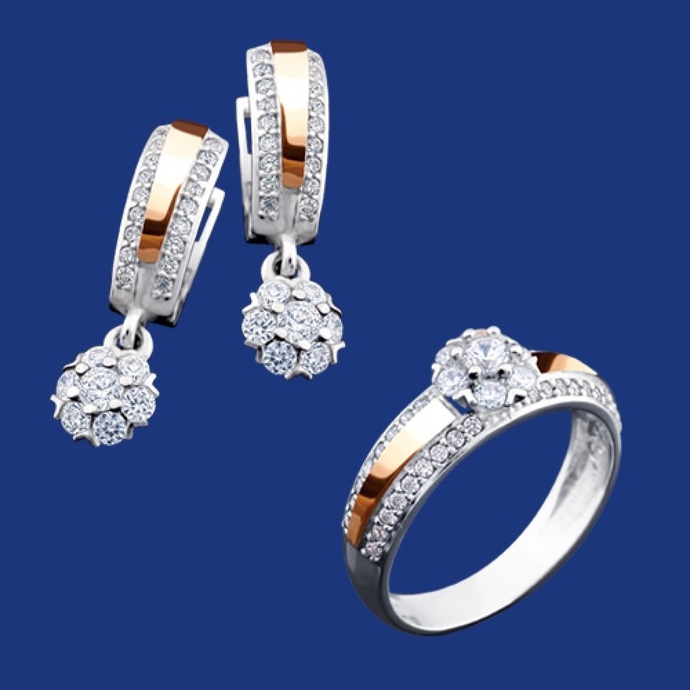 Серебряный гарнитур с золотом бц-200