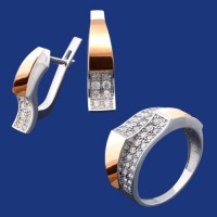 Серебряный гарнитур с золотом бц-253