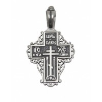 Серебряный крест Царь Славы ажурный БР-3100139