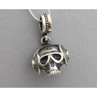 Серебряный шарм Пандоры Череп в наушниках бр-0063931