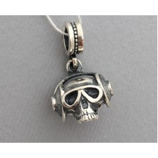 Серебряный шарм Пандоры "Череп в наушниках" бр-0063931