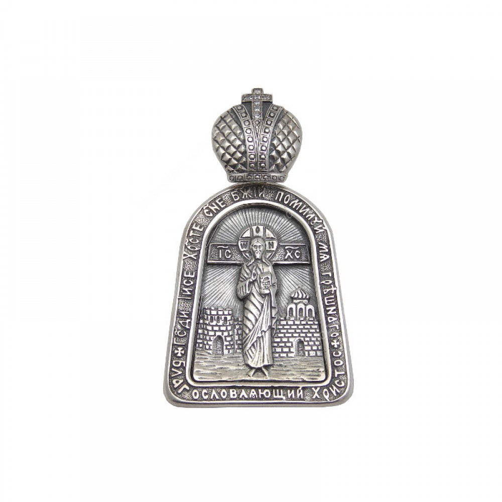 Серебряная ладанка  Благословляющий Христос  43 бр-3110083