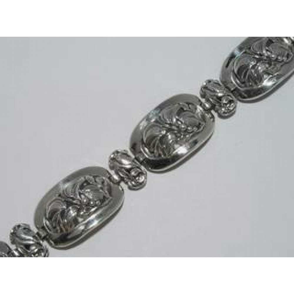 Срібне кольє масивне з квітковим малюнком БР-0003841