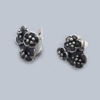 Серебряные детские серьги с чернением бр-0036711