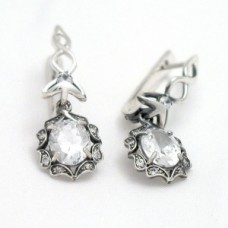 Серебряные серьги с большим камнем  бр-1110932