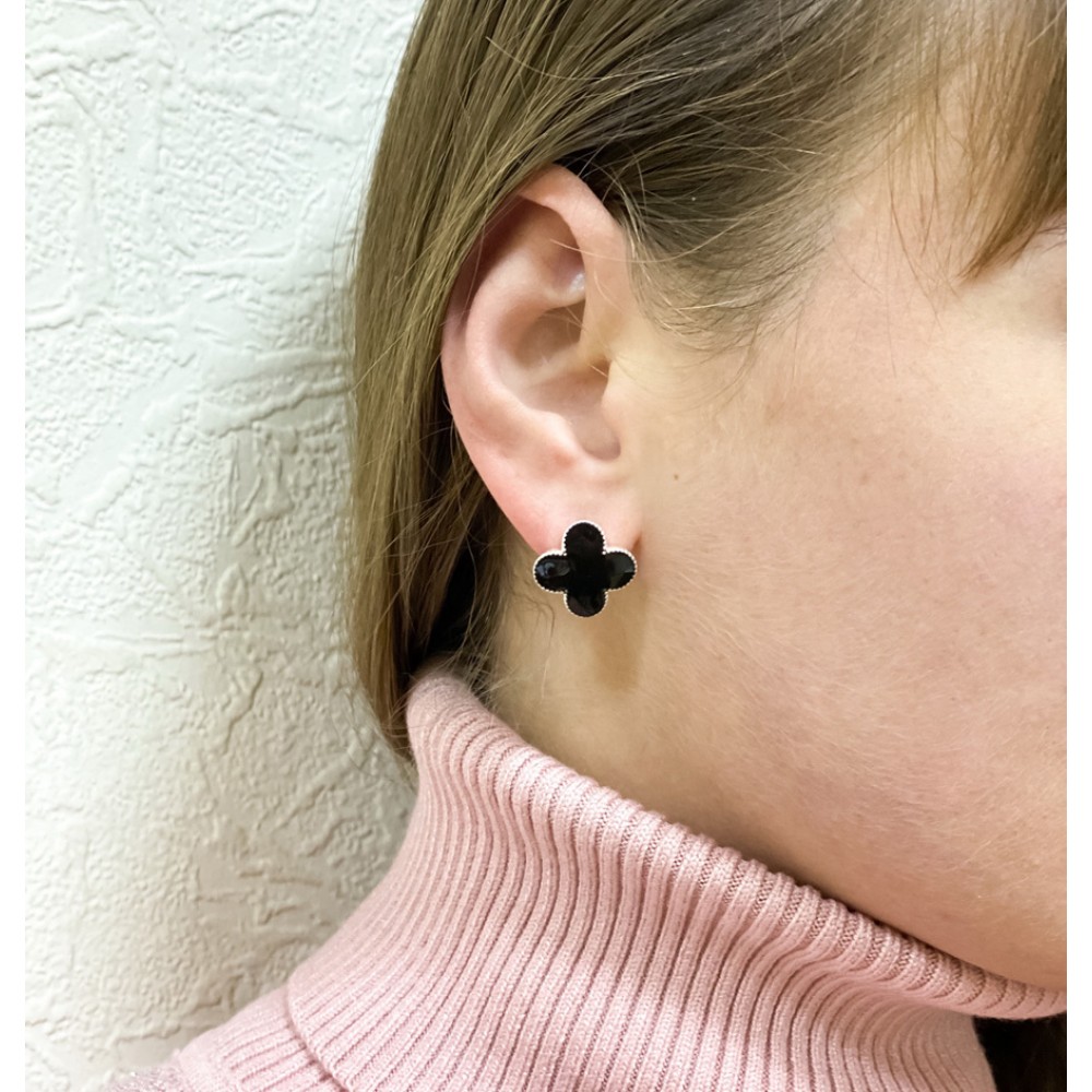 Срібні сережки с емаллю Клевер БР-0039611