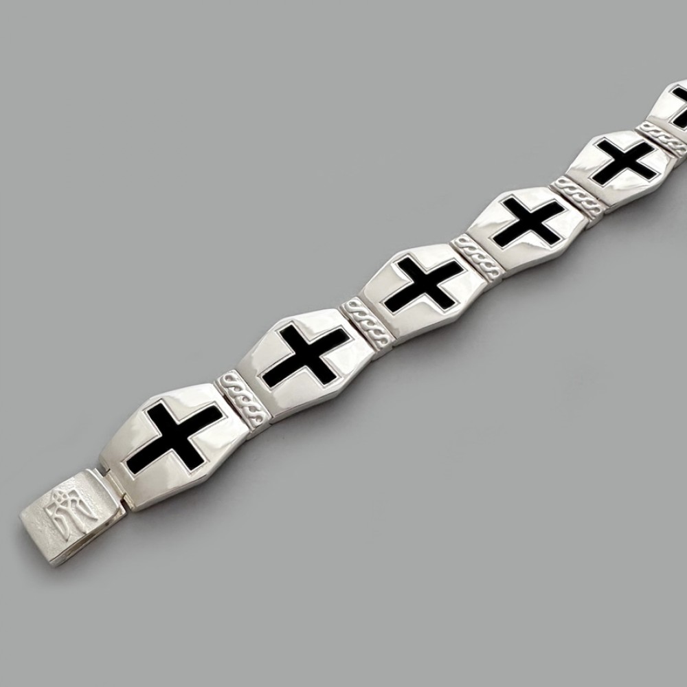 Браслет из серебра с эмалью и крестом Кельт БР-0082051