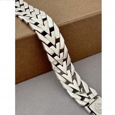 Серебряный браслет мужской широкий Волк БР-0082151