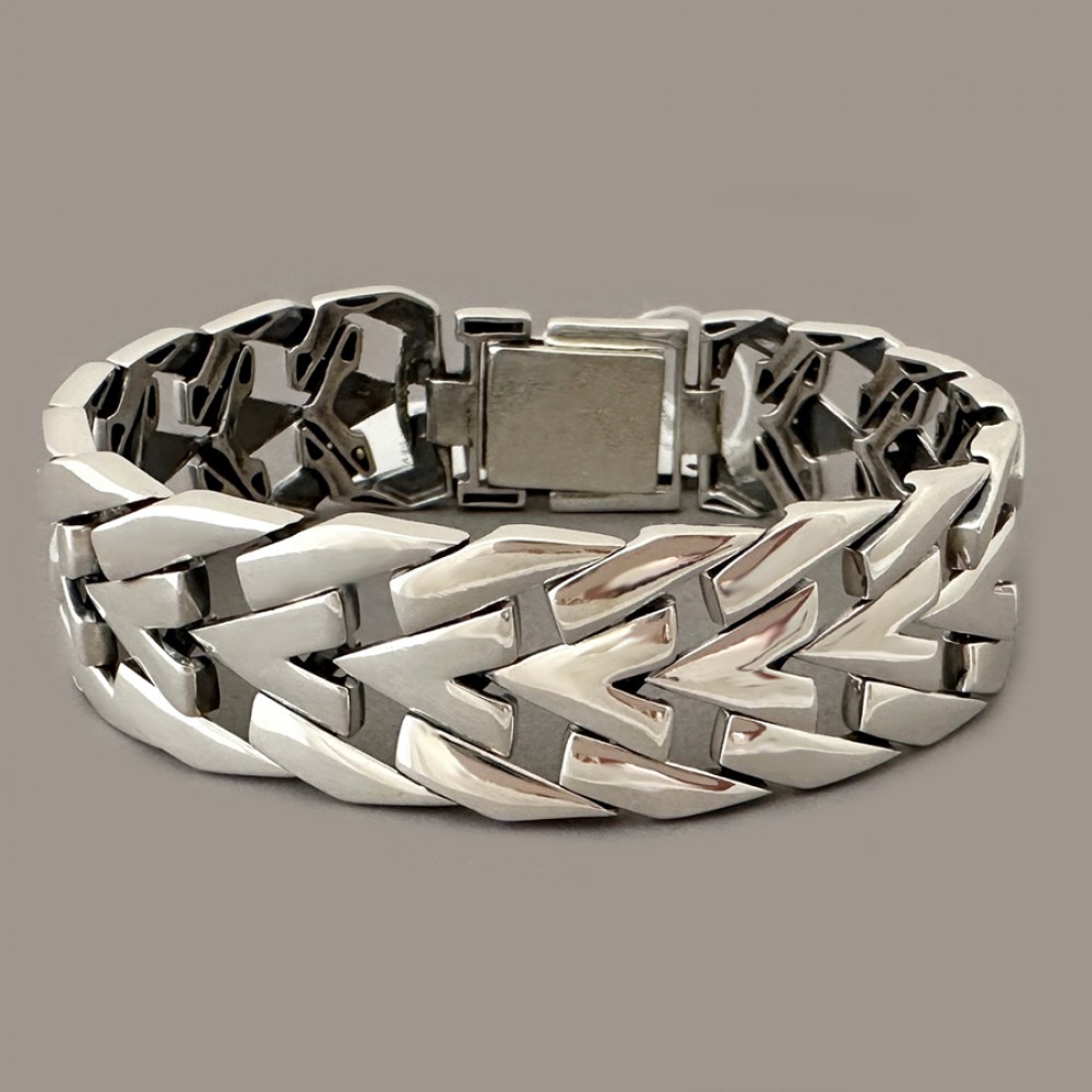 Срібний браслет чоловічий широкий Вовк БР-0082151