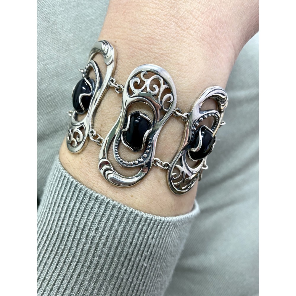 Серебряный браслет 925 пробы с ониксом бр-5150031