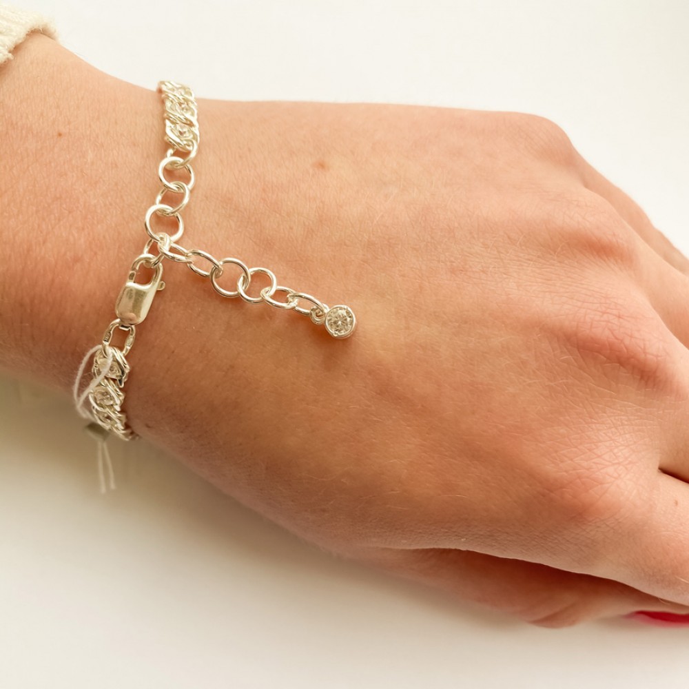 Серебряный браслет "Бисмарк с камнями" ЛС-7003