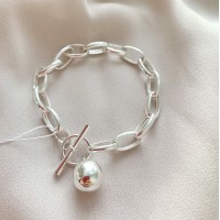 Серебряный воздушный браслет без камней c шариком АЛ-01
