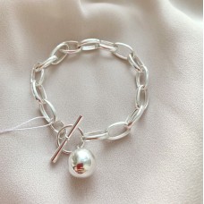 Серебряный воздушный браслет без камней c шариком АЛ-01