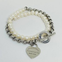 Серебряный браслет реплика с ниткой жемчуга АЛ-04