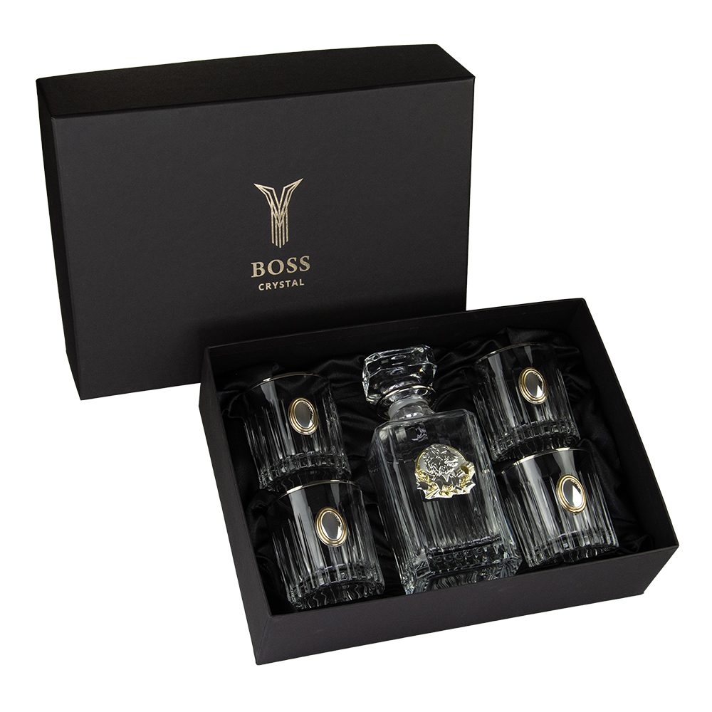 Набір для віскі ЛЕВ кришталь зі сріблом графин і 4 келихи ІТ-1332 