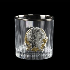 Набор хрустальных бокалов для виски ЛЕВ инкрустация серебро с золотом 6шт