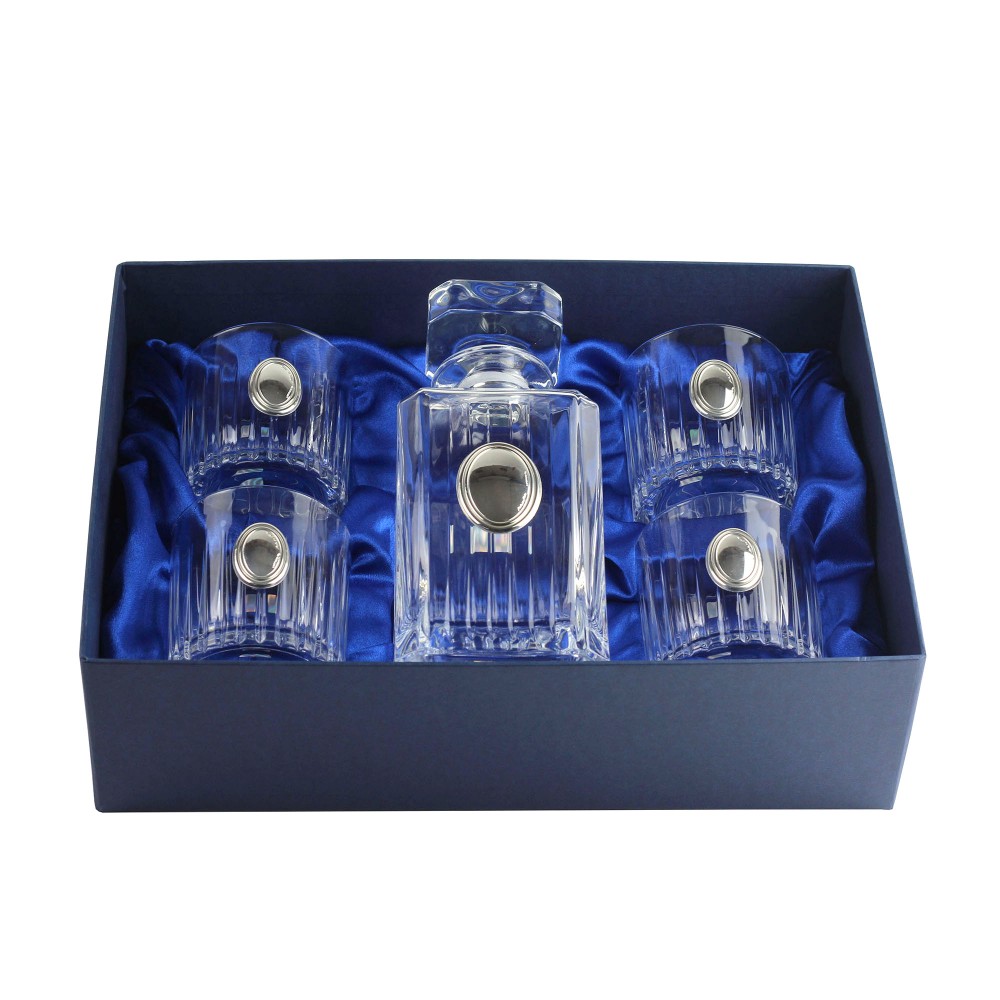 Набір для віскі Гармонія графін 4 склянки кришталь срібло ІТ-130