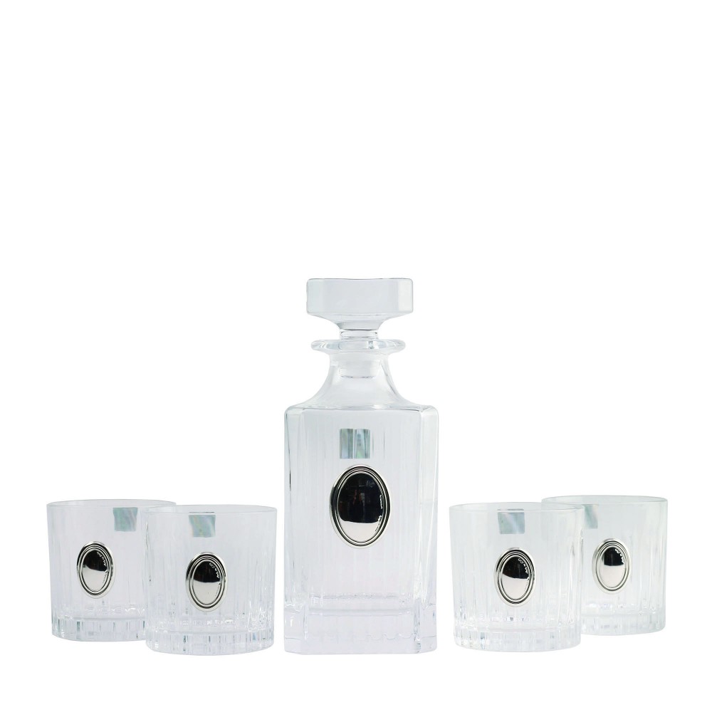 Набір для віскі Гармонія графін 4 склянки кришталь срібло ІТ-130