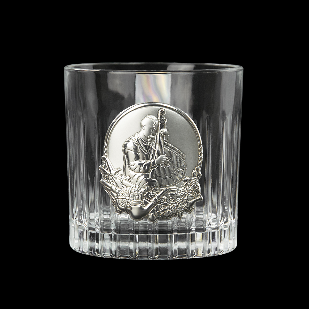 Набор хрустальных бокалов для виски КАЗАКИ инкрустация серебро 6шт. Италия