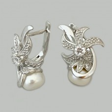 Срібні сережки з перлами Анталія родовані БР-7012811
