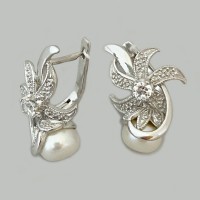 Серебряные серьги с жемчугом Анталия родированые БР-7012811