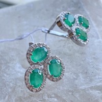 Серебряное серьги с зеленым ониксом Джейн БР-8090311