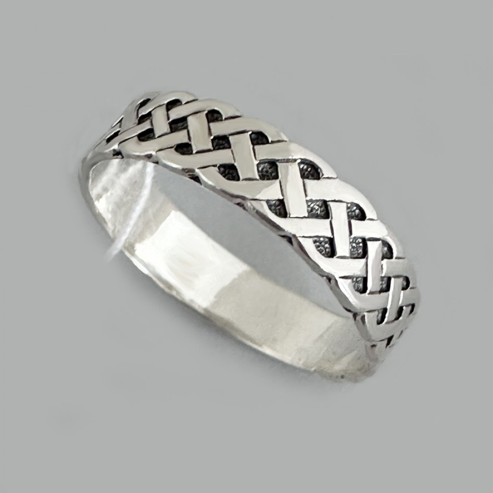 Каблучка Срібна рівна з орнаментом бр-0029021