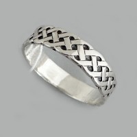 Кольцо Серебряное ровное с орнаментом бр-0029021