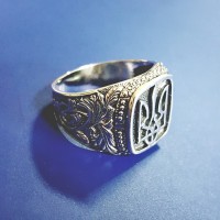 Серебряный перстень с гербом Украины бр-0053521