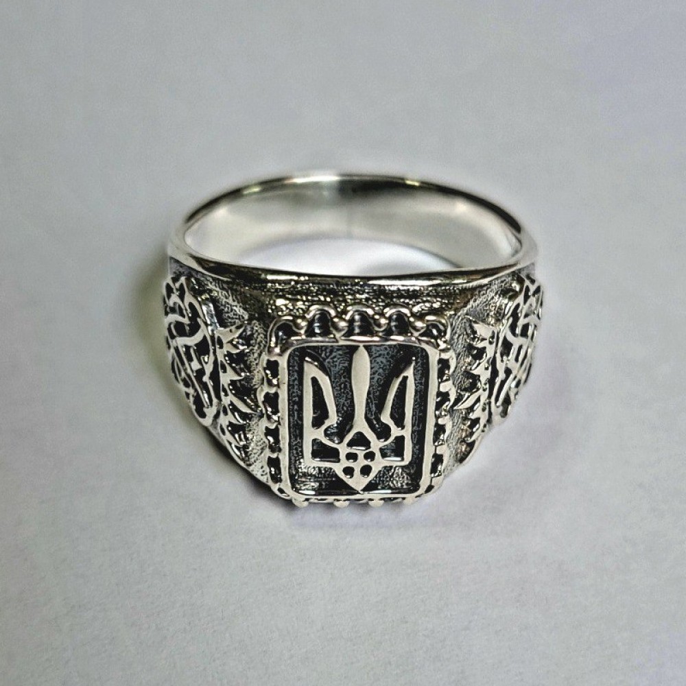 Серебряный перстень мужской Лють с гербом Украины бр-0069221