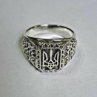Серебряный перстень мужской Лють с гербом Украины бр-0069221