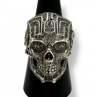 Перстень серебряный Санта Муэрте в камнях БР-1420421