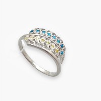 Серебряное кольцо в камнях Жнива БР-1429321